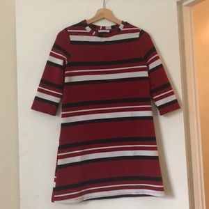 Zara Red Stripe Ribbed Dress - Small